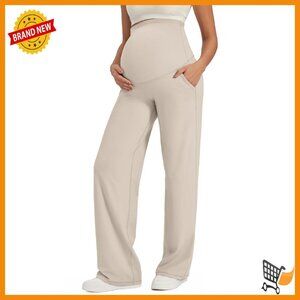 Maternity Yoga Pants Over Belly Stretchy Wide Leg Lounge Trousers